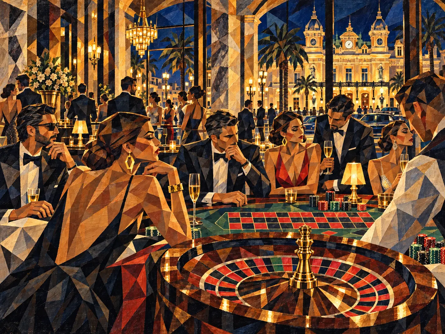 ONE MORE BET — neo-cubist composition by MAREA. Monte-Carlo, midnight stakes.