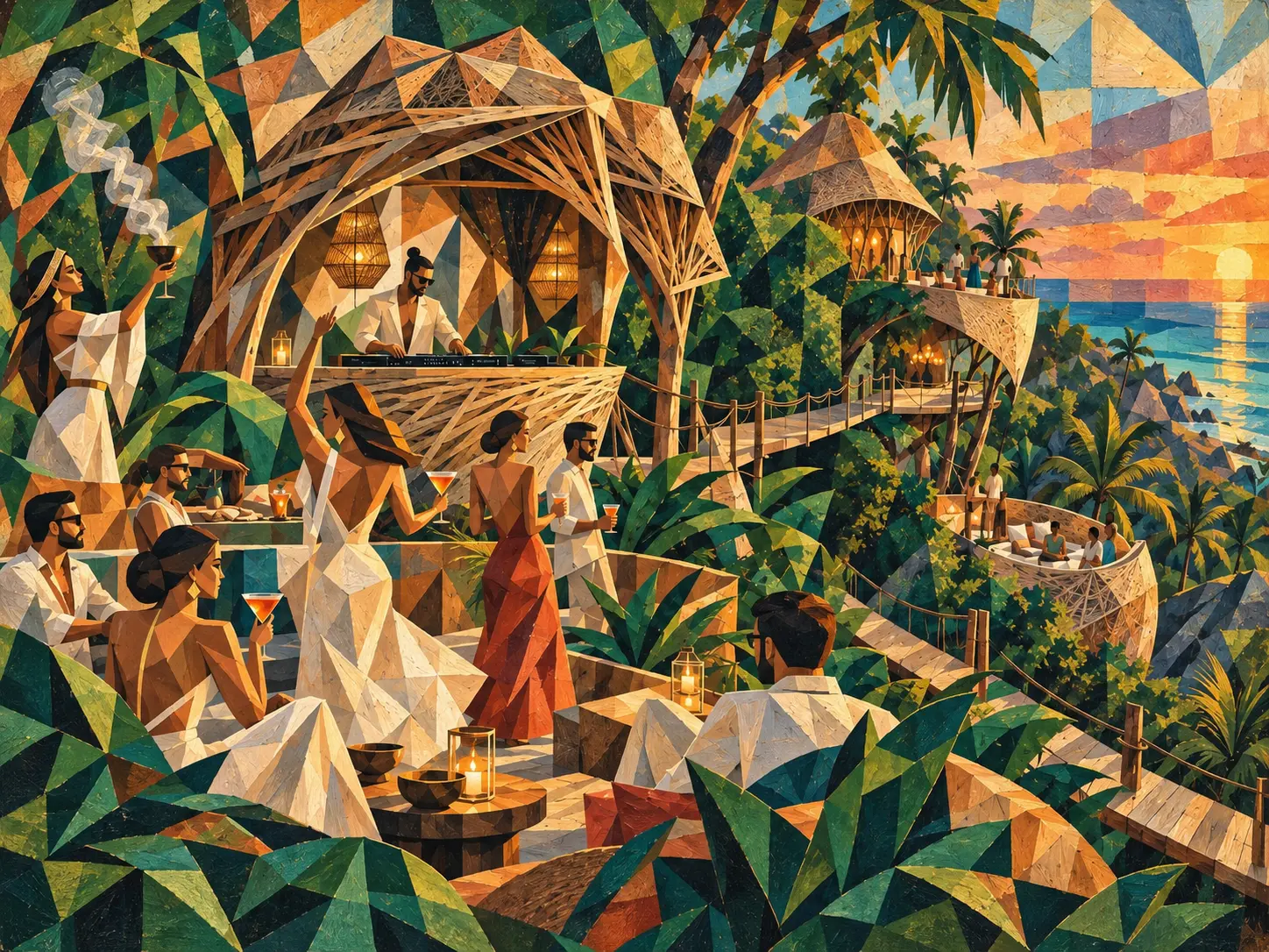 THE GREEN HOUR — neo-cubist composition by MAREA. Tulum, late afternoon.